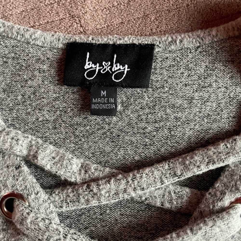 by & by Women's Heather Gray V-Neck Sweater